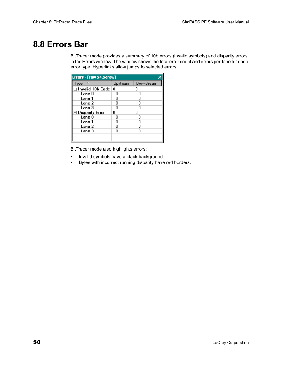 8 errors bar | Teledyne LeCroy SimPASS PE PCI Express Software User Manual User Manual | Page 56 / 120