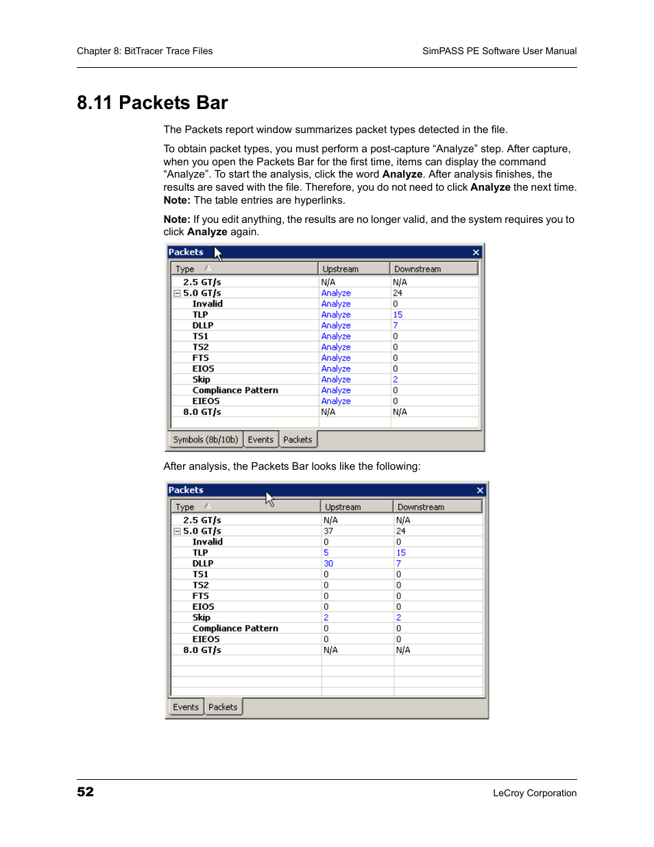 11 packets bar | Teledyne LeCroy SimPASS PE PCI Express Software User Manual User Manual | Page 58 / 120