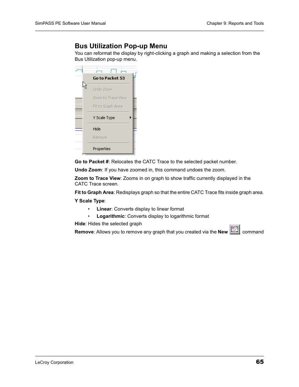 Bus utilization pop-up menu | Teledyne LeCroy SimPASS PE PCI Express Software User Manual User Manual | Page 71 / 120