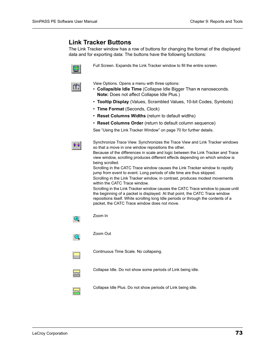 Link tracker buttons | Teledyne LeCroy SimPASS PE PCI Express Software User Manual User Manual | Page 79 / 120