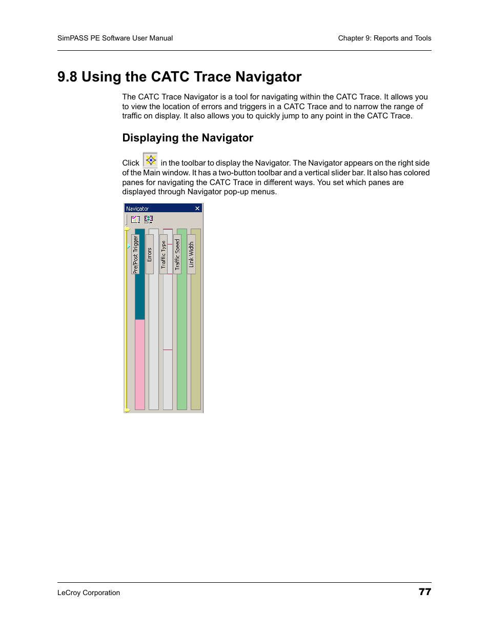 8 using the catc trace navigator, Displaying the navigator | Teledyne LeCroy SimPASS PE PCI Express Software User Manual User Manual | Page 83 / 120