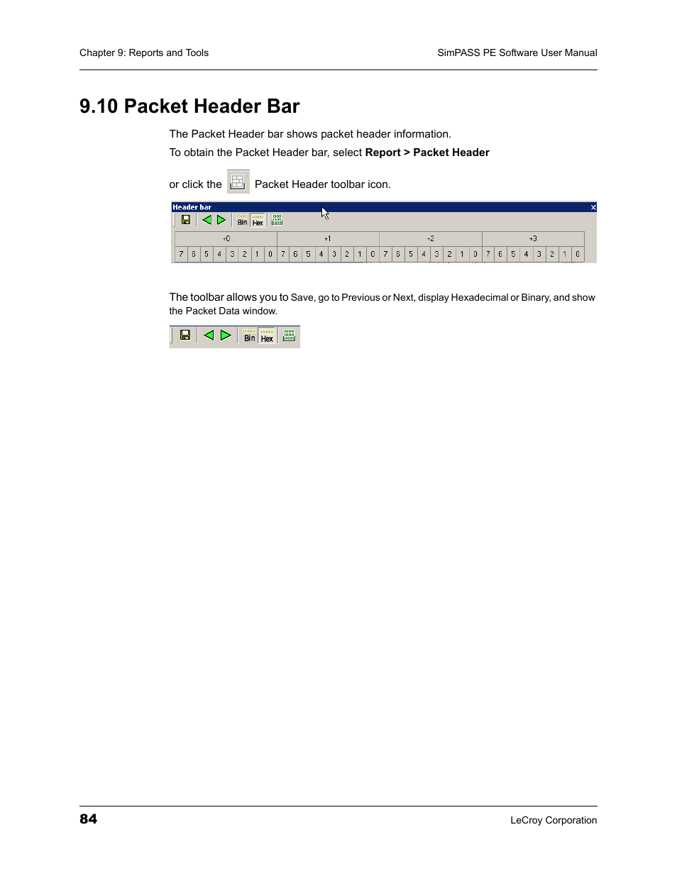 10 packet header bar | Teledyne LeCroy SimPASS PE PCI Express Software User Manual User Manual | Page 90 / 120