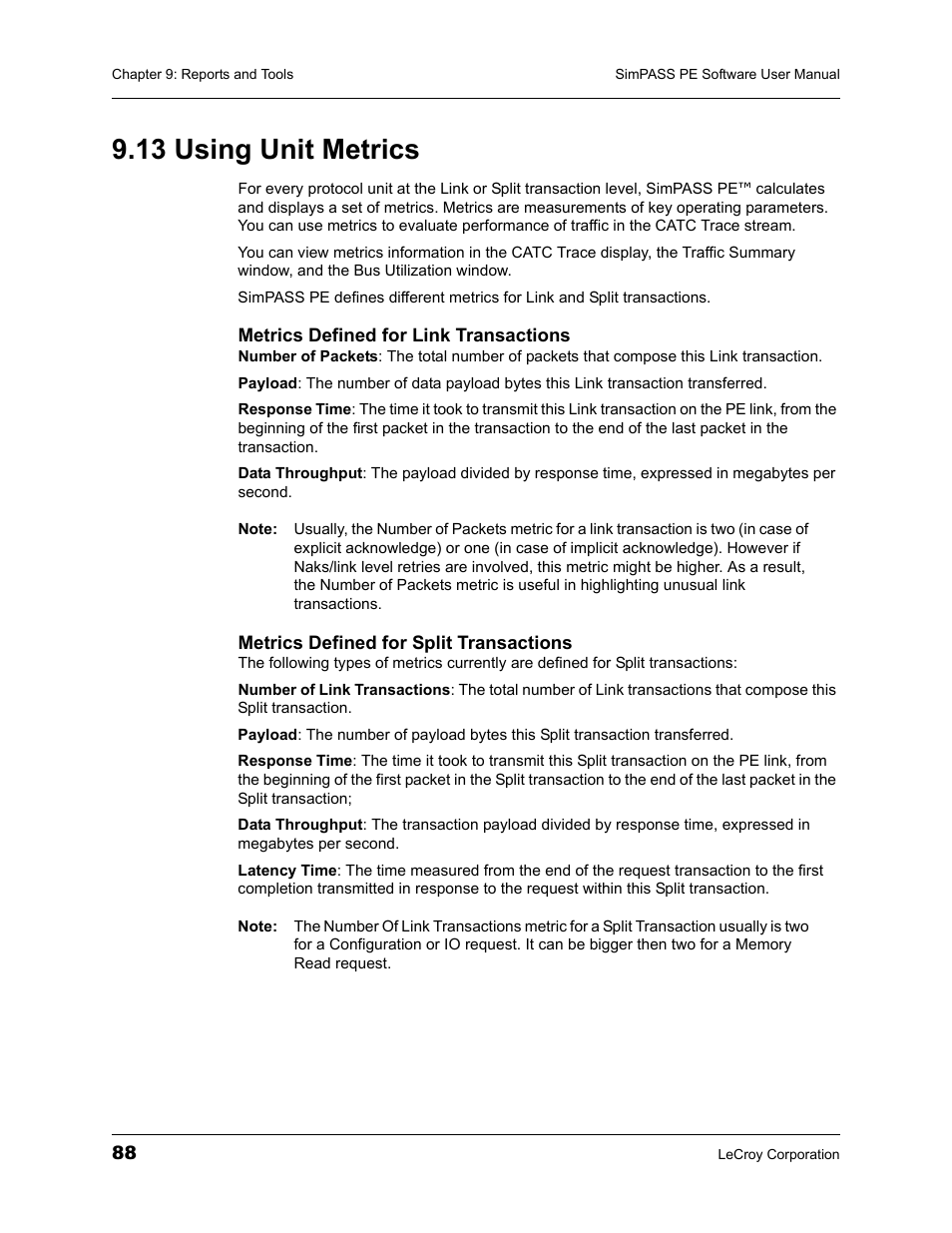 13 using unit metrics | Teledyne LeCroy SimPASS PE PCI Express Software User Manual User Manual | Page 94 / 120