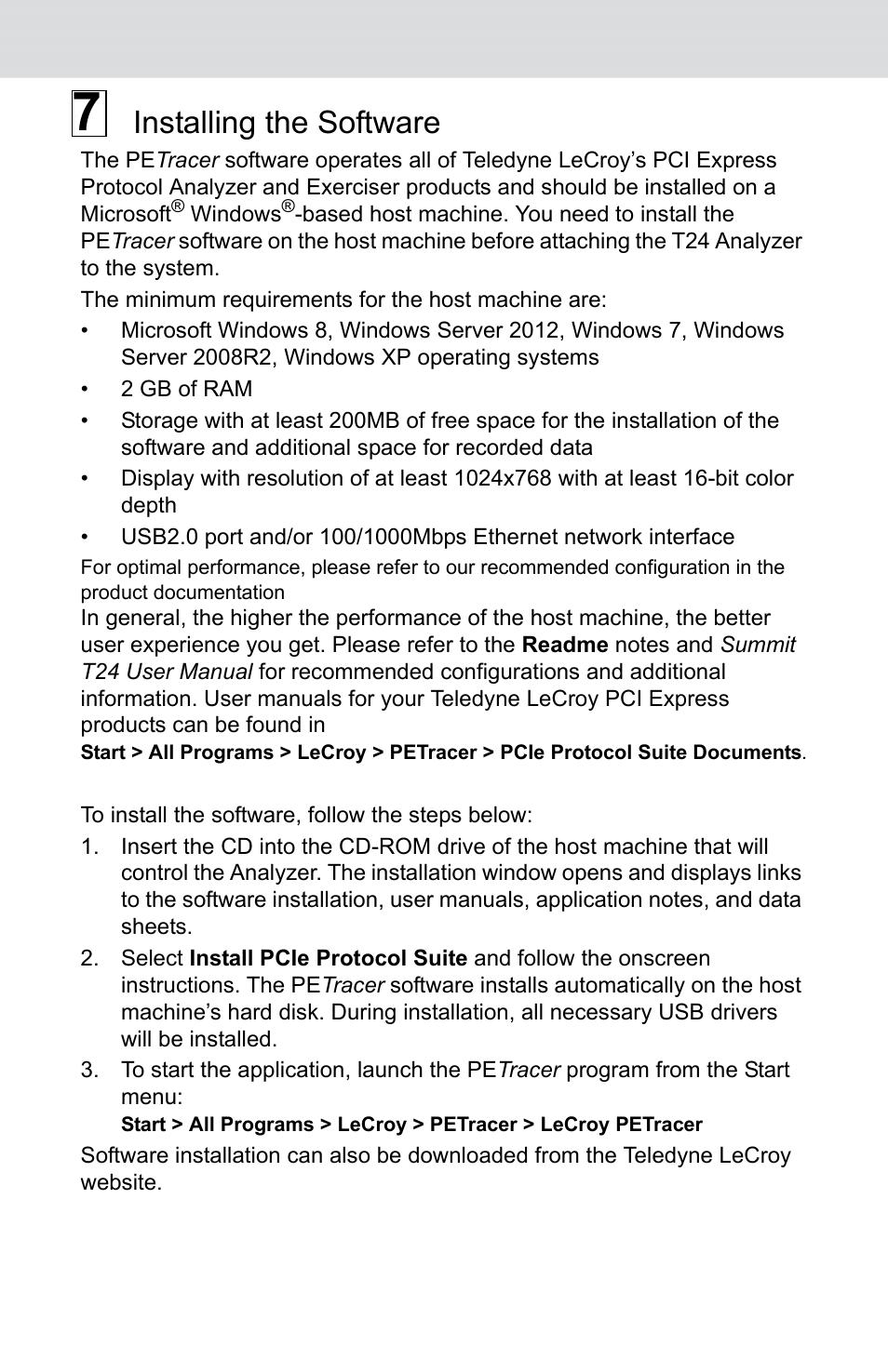 Installing the software | Teledyne LeCroy Summit T24 PCI Express Protocol Analyzer QSG User Manual | Page 4 / 8