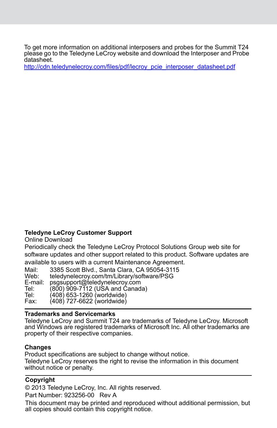 Teledyne LeCroy Summit T24 PCI Express Protocol Analyzer QSG User Manual | Page 8 / 8