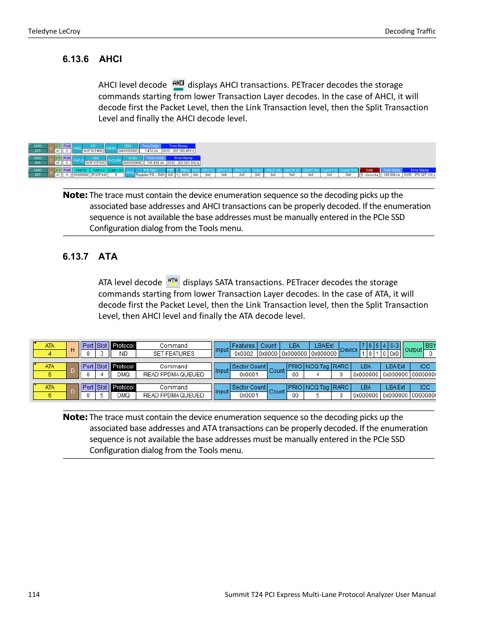 6 ahci, 7 ata, 6 ahci 6.13.7 ata | Teledyne LeCroy Summit T24 PCIe Multi-lane Protocol Analyzer User Manual User Manual | Page 126 / 244