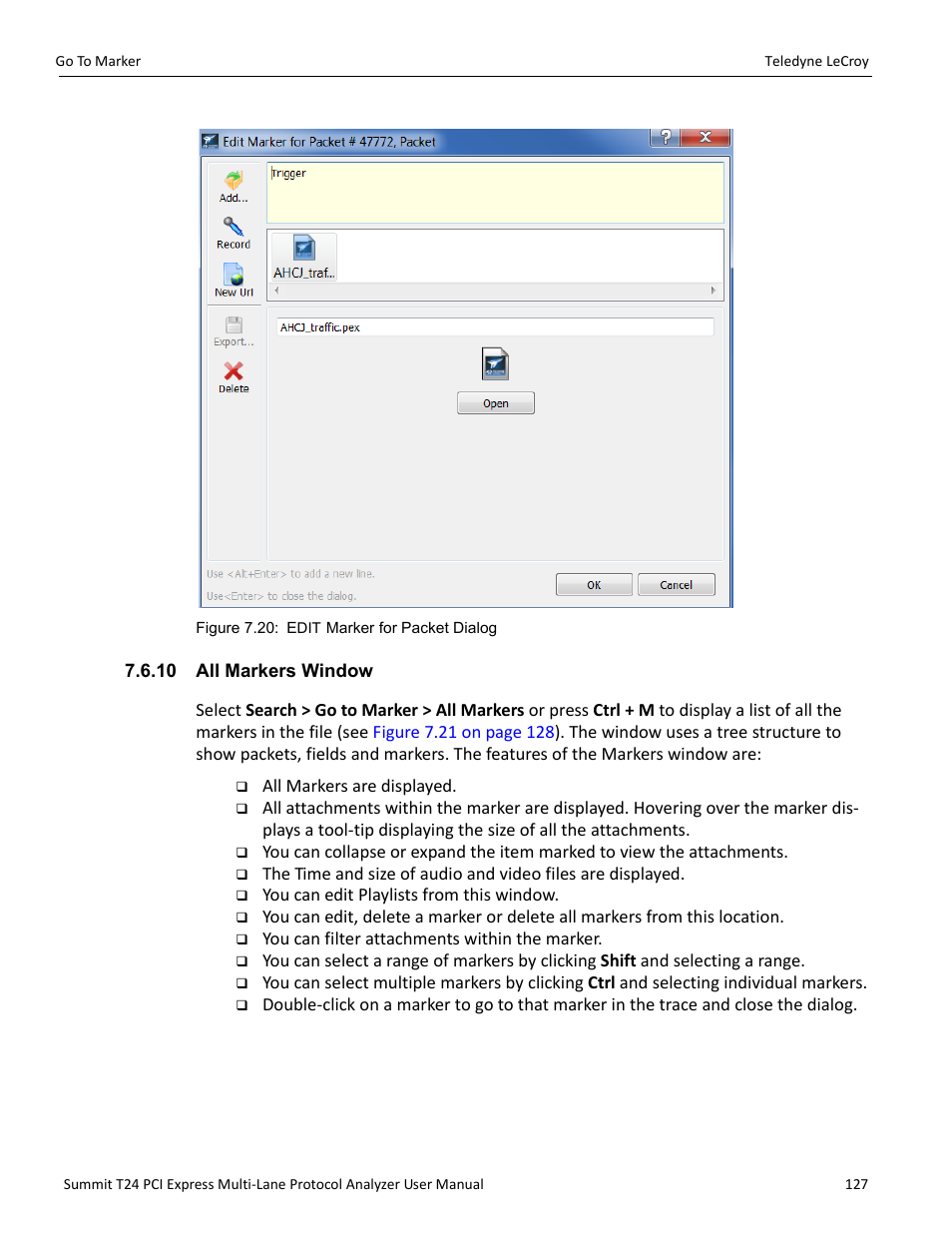 10 all markers window | Teledyne LeCroy Summit T24 PCIe Multi-lane Protocol Analyzer User Manual User Manual | Page 139 / 244