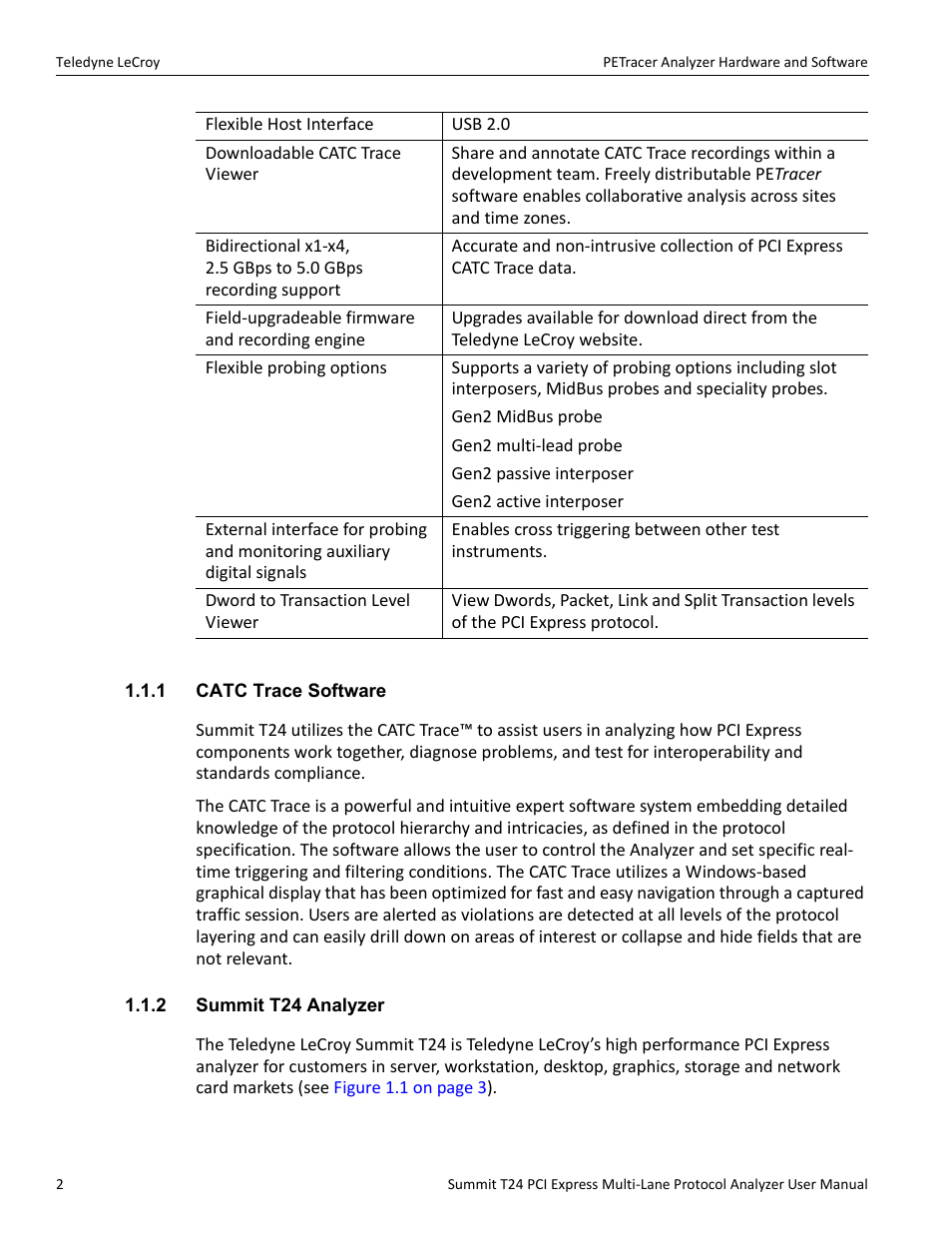 1 catc trace software, 2 summit t24 analyzer, 1 catc trace software 1.1.2 summit t24 analyzer | Teledyne LeCroy Summit T24 PCIe Multi-lane Protocol Analyzer User Manual User Manual | Page 14 / 244