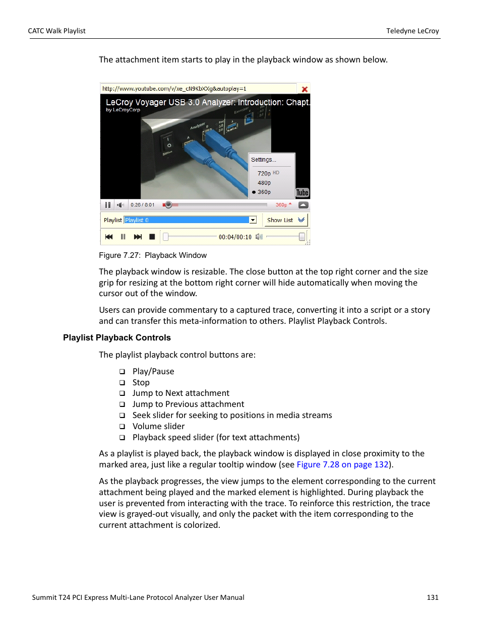 Playlist playback controls | Teledyne LeCroy Summit T24 PCIe Multi-lane Protocol Analyzer User Manual User Manual | Page 143 / 244