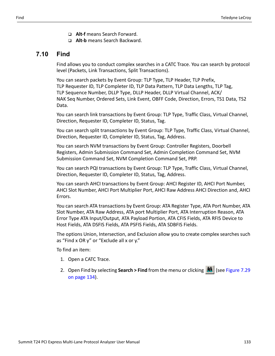 10 find | Teledyne LeCroy Summit T24 PCIe Multi-lane Protocol Analyzer User Manual User Manual | Page 145 / 244