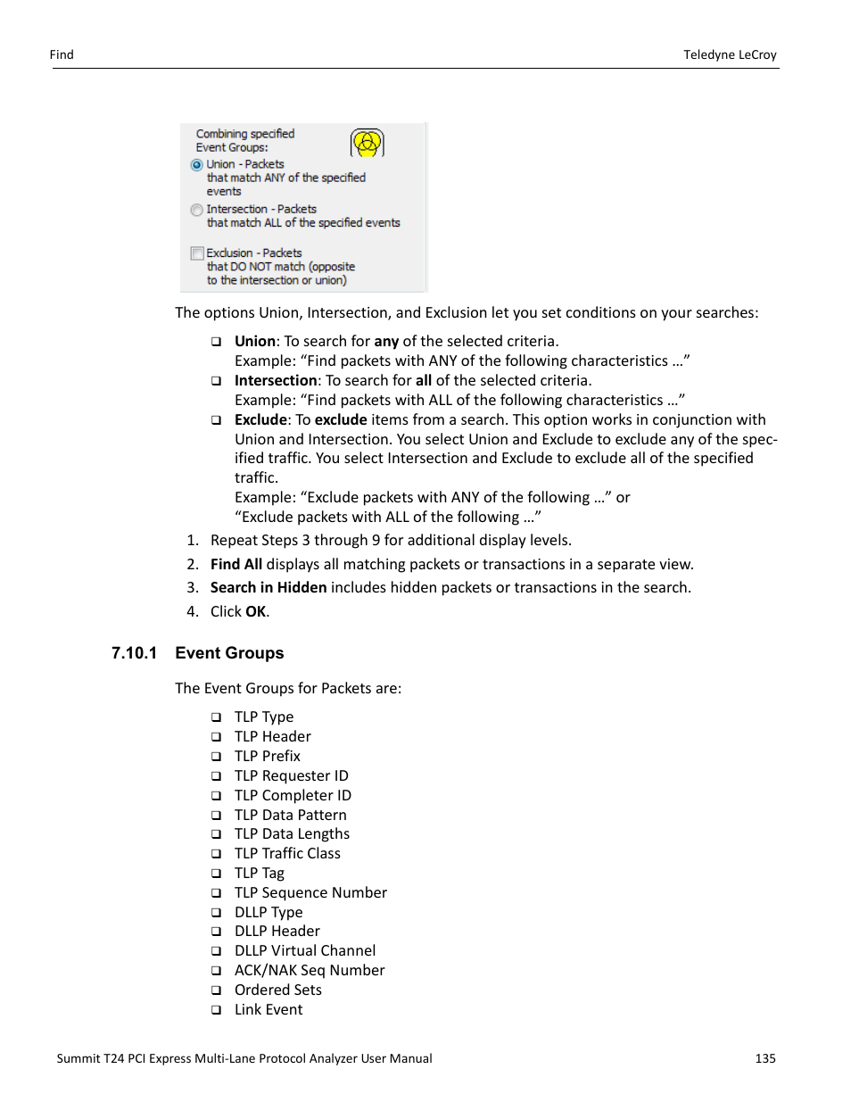1 event groups | Teledyne LeCroy Summit T24 PCIe Multi-lane Protocol Analyzer User Manual User Manual | Page 147 / 244