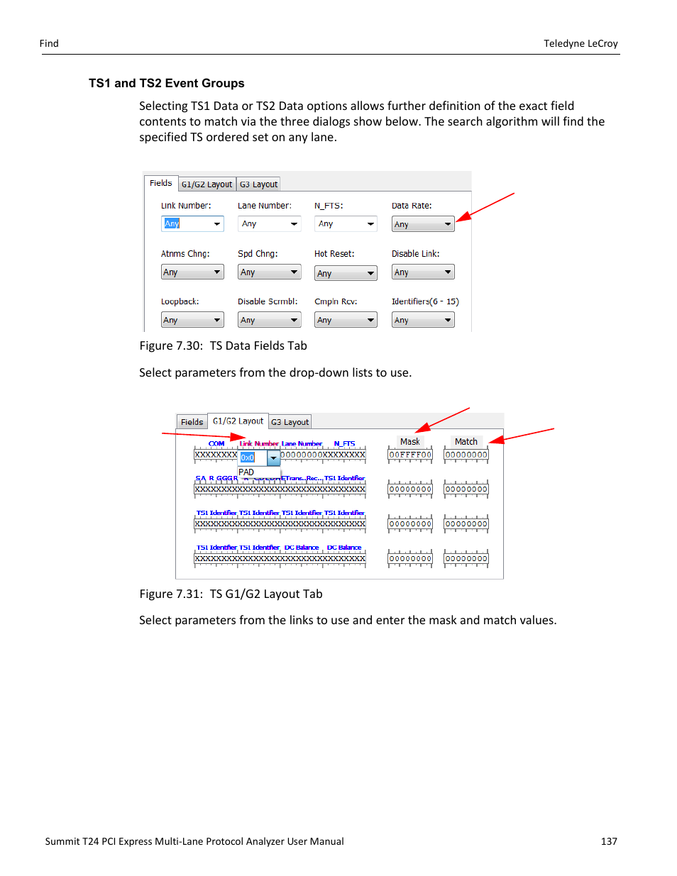 Ts1 and ts2 event groups | Teledyne LeCroy Summit T24 PCIe Multi-lane Protocol Analyzer User Manual User Manual | Page 149 / 244