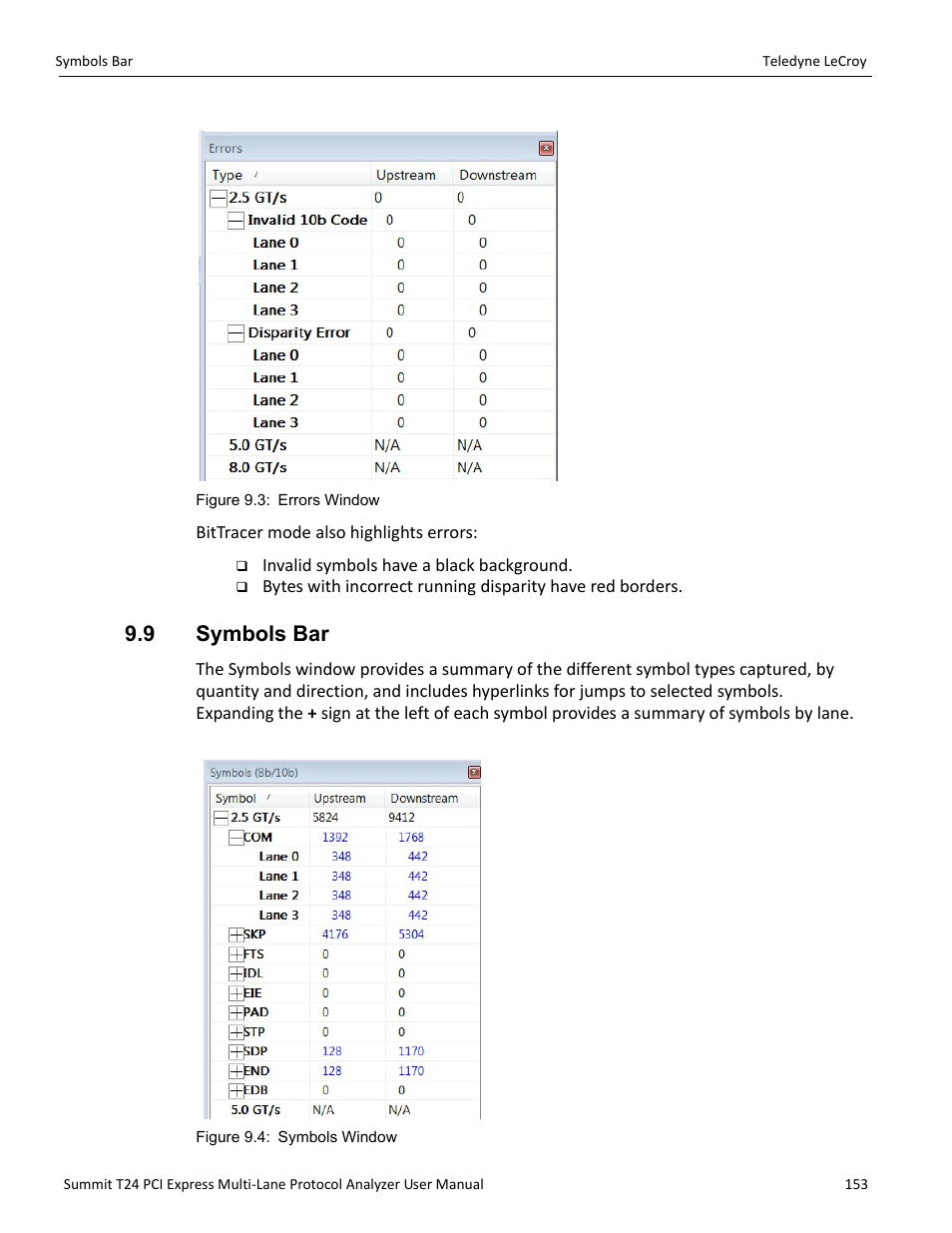9 symbols bar | Teledyne LeCroy Summit T24 PCIe Multi-lane Protocol Analyzer User Manual User Manual | Page 165 / 244