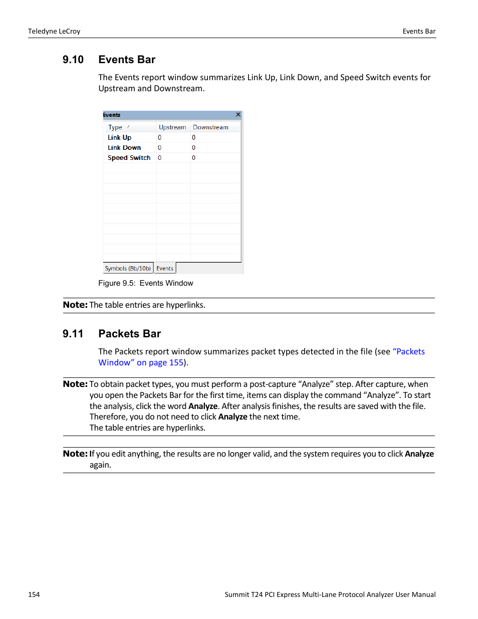 10 events bar, 11 packets bar, 10 events bar 9.11 packets bar | Teledyne LeCroy Summit T24 PCIe Multi-lane Protocol Analyzer User Manual User Manual | Page 166 / 244