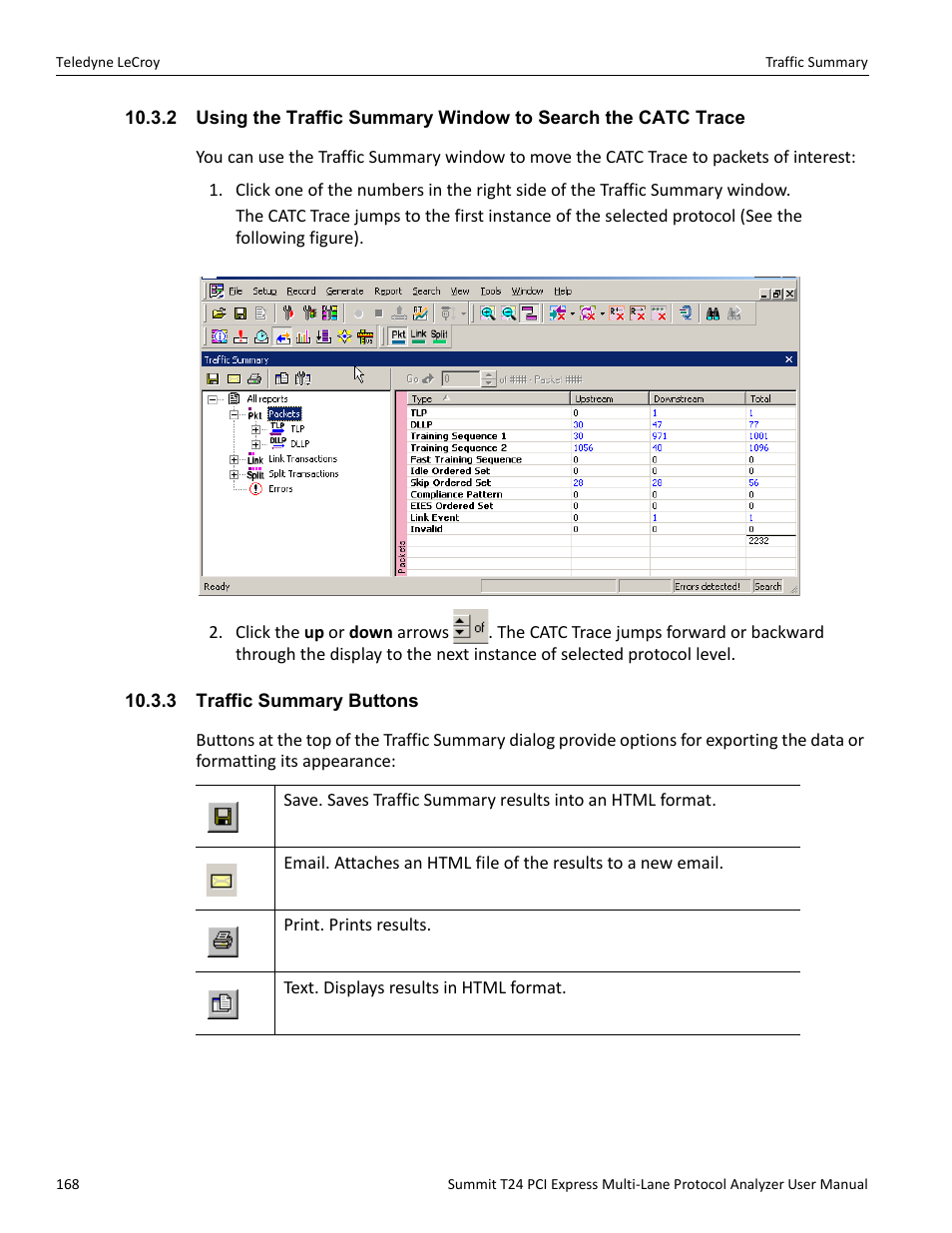 3 traffic summary buttons | Teledyne LeCroy Summit T24 PCIe Multi-lane Protocol Analyzer User Manual User Manual | Page 180 / 244