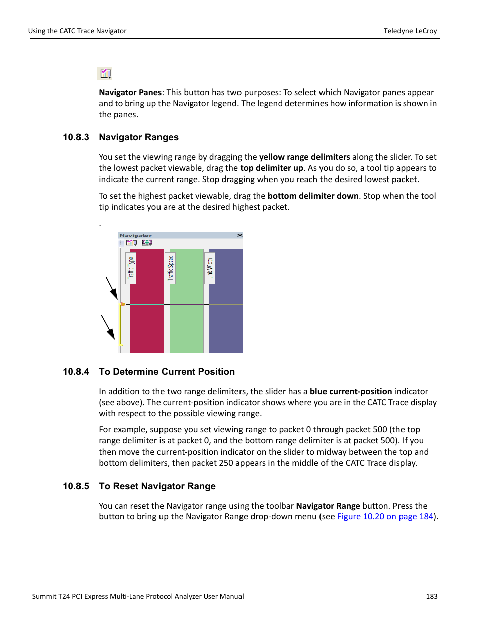 3 navigator ranges, 4 to determine current position, 5 to reset navigator range | Teledyne LeCroy Summit T24 PCIe Multi-lane Protocol Analyzer User Manual User Manual | Page 195 / 244