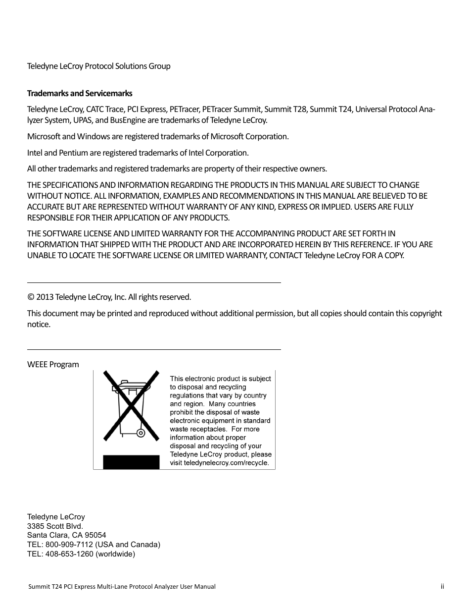 Teledyne LeCroy Summit T24 PCIe Multi-lane Protocol Analyzer User Manual User Manual | Page 2 / 244