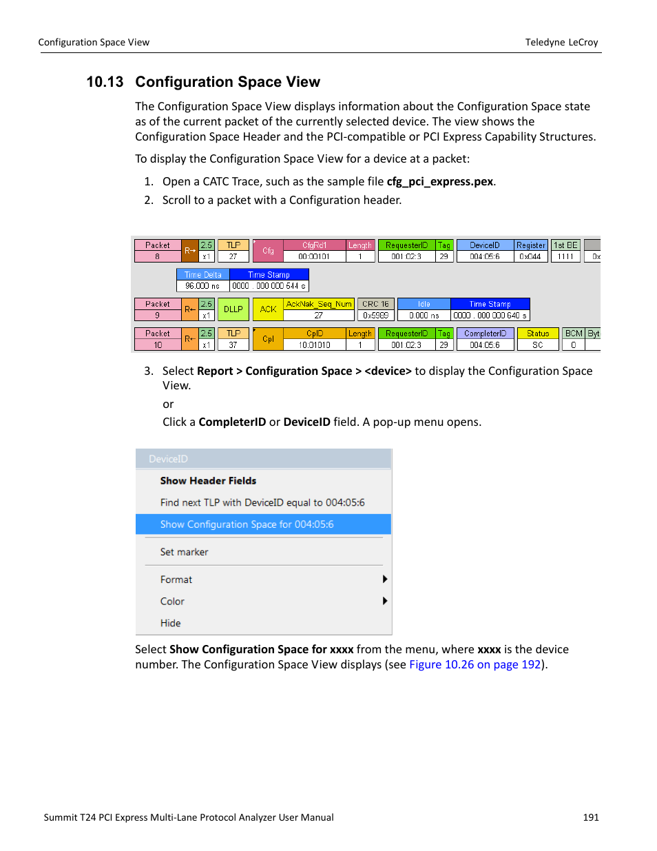 13 configuration space view | Teledyne LeCroy Summit T24 PCIe Multi-lane Protocol Analyzer User Manual User Manual | Page 203 / 244