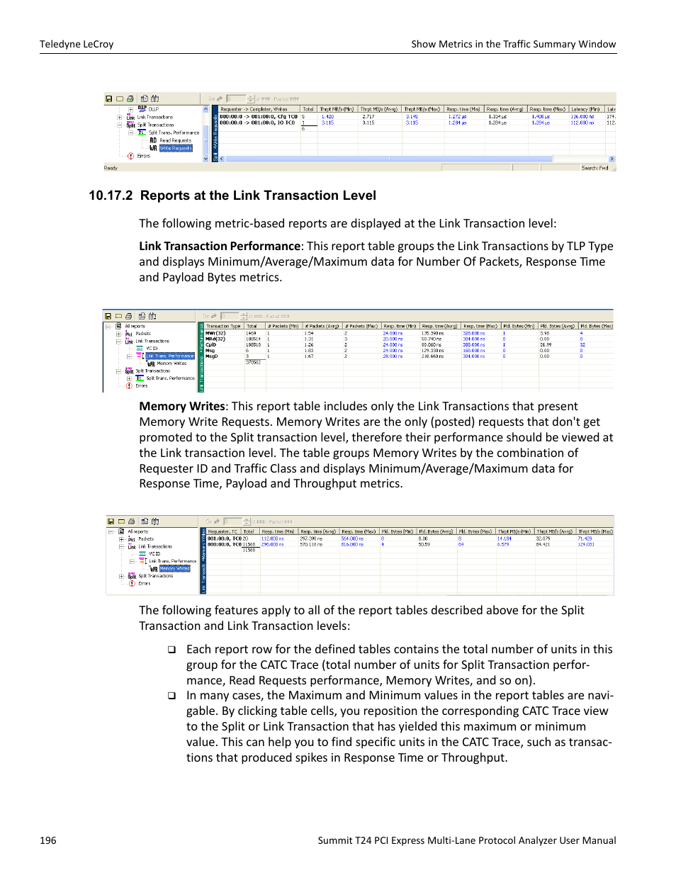 2 reports at the link transaction level | Teledyne LeCroy Summit T24 PCIe Multi-lane Protocol Analyzer User Manual User Manual | Page 208 / 244