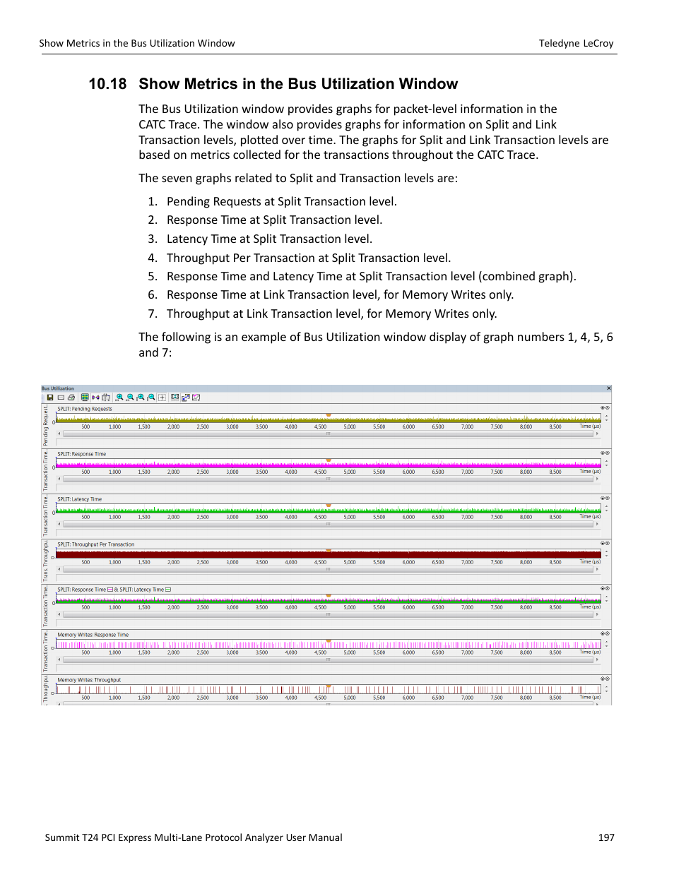 18 show metrics in the bus utilization window | Teledyne LeCroy Summit T24 PCIe Multi-lane Protocol Analyzer User Manual User Manual | Page 209 / 244