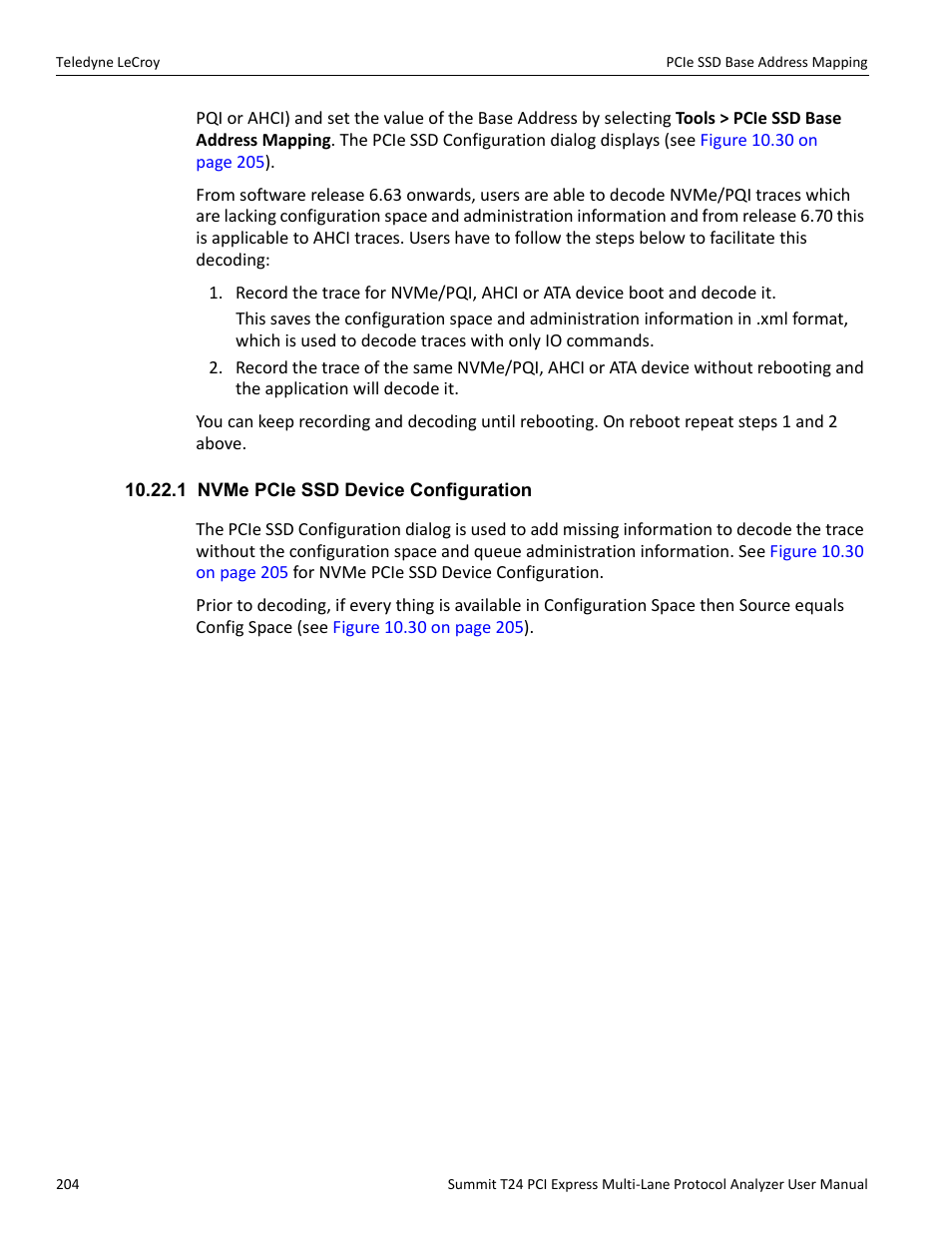 1 nvme pcie ssd device configuration | Teledyne LeCroy Summit T24 PCIe Multi-lane Protocol Analyzer User Manual User Manual | Page 216 / 244