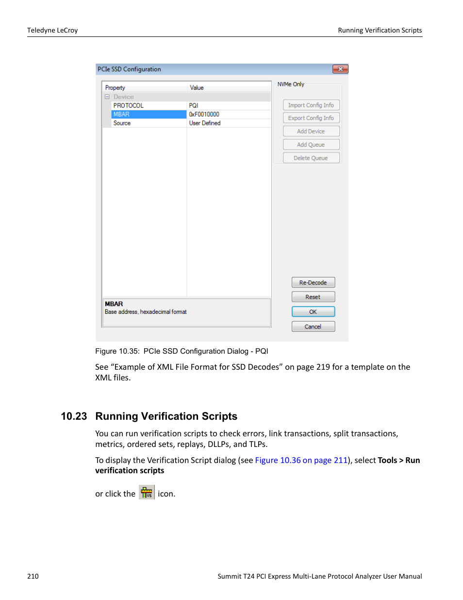 23 running verification scripts | Teledyne LeCroy Summit T24 PCIe Multi-lane Protocol Analyzer User Manual User Manual | Page 222 / 244