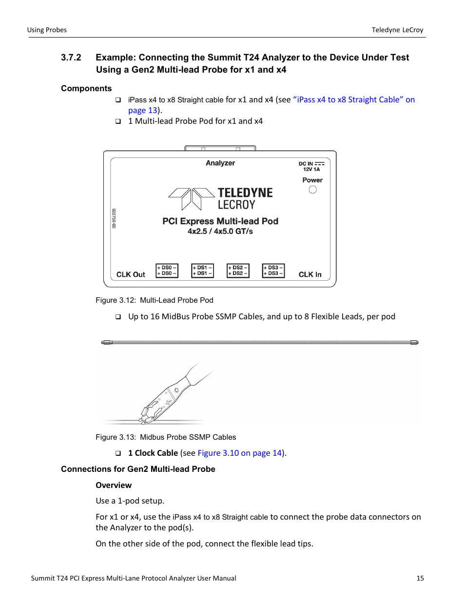 Components, Connections for gen2 multi-lead probe, Components connections for gen2 multi-lead probe | Teledyne LeCroy Summit T24 PCIe Multi-lane Protocol Analyzer User Manual User Manual | Page 27 / 244