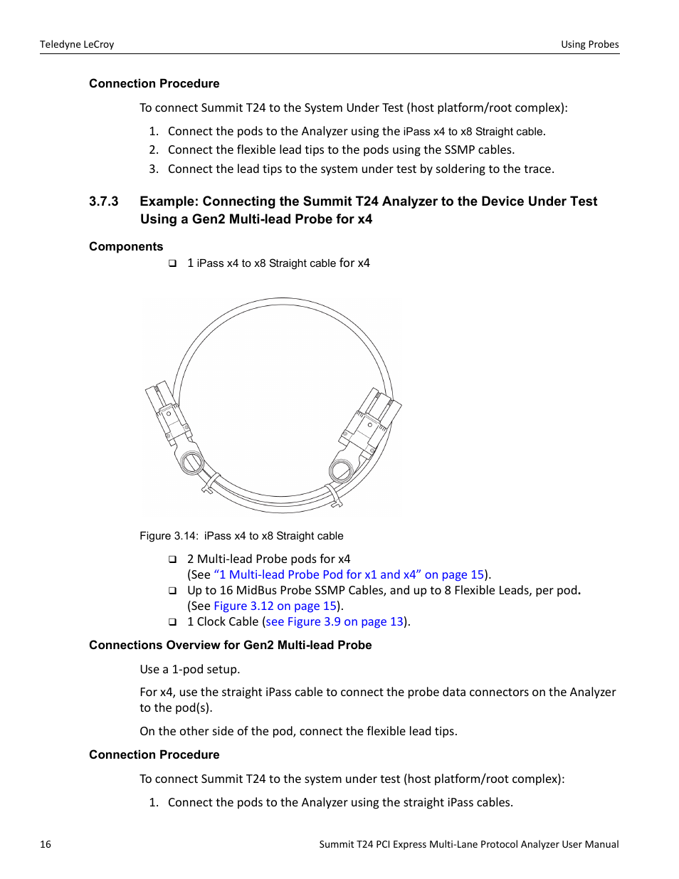 Connection procedure, Components, Connections overview for gen2 multi-lead probe | Teledyne LeCroy Summit T24 PCIe Multi-lane Protocol Analyzer User Manual User Manual | Page 28 / 244