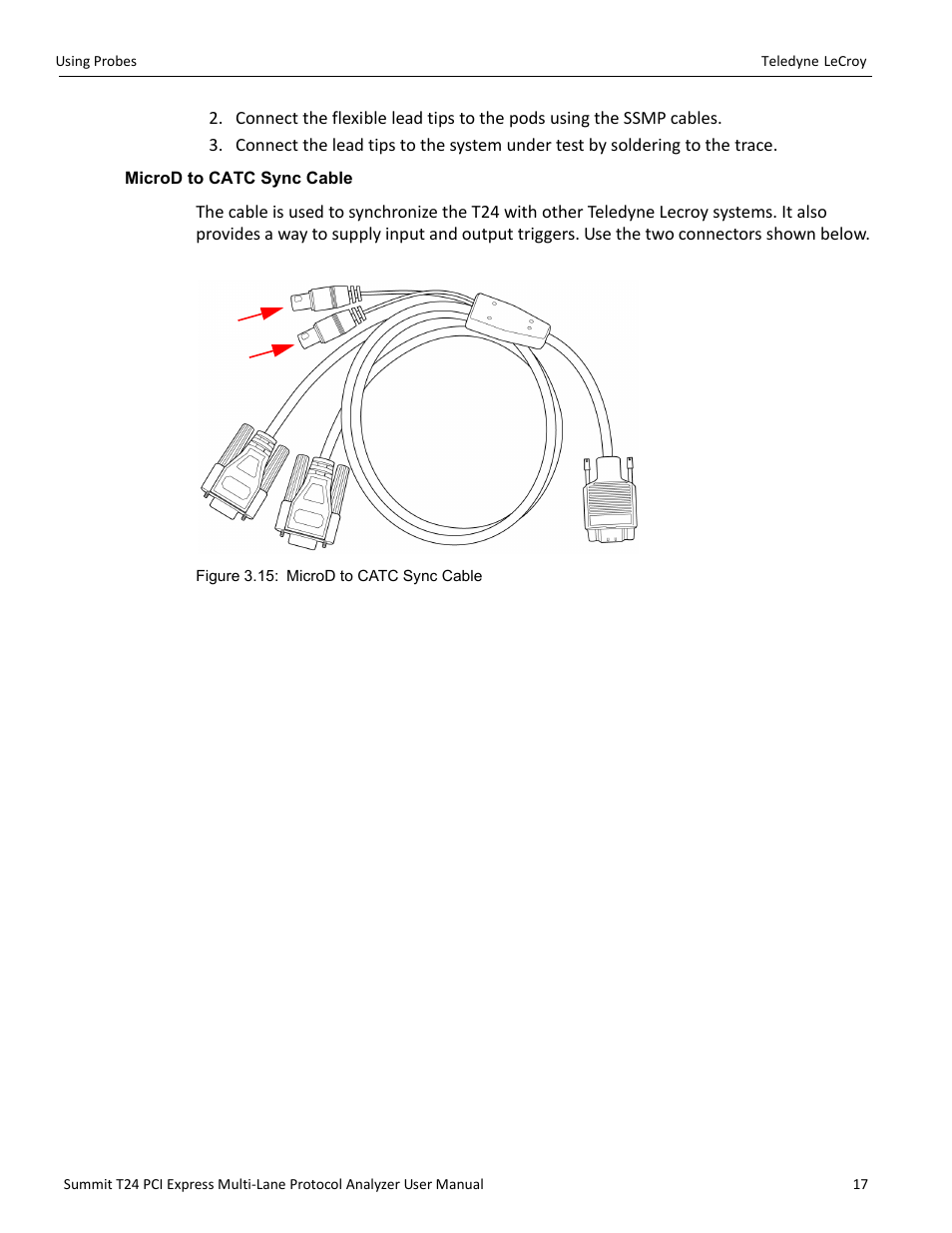 Microd to catc sync cable | Teledyne LeCroy Summit T24 PCIe Multi-lane Protocol Analyzer User Manual User Manual | Page 29 / 244