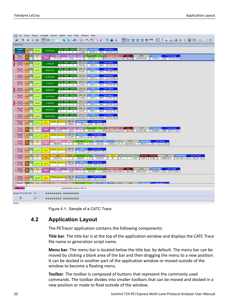 2 application layout | Teledyne LeCroy Summit T24 PCIe Multi-lane Protocol Analyzer User Manual User Manual | Page 32 / 244