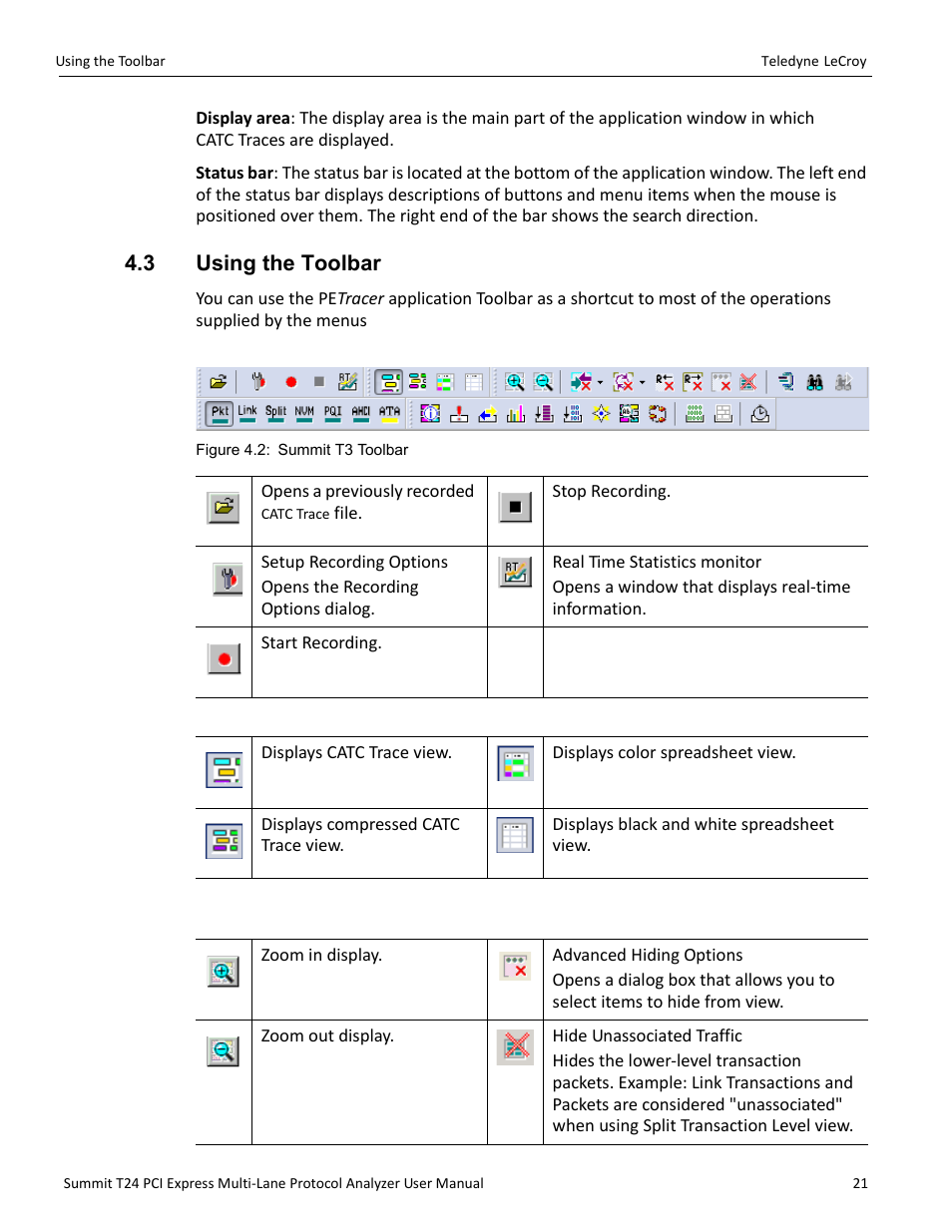 3 using the toolbar | Teledyne LeCroy Summit T24 PCIe Multi-lane Protocol Analyzer User Manual User Manual | Page 33 / 244