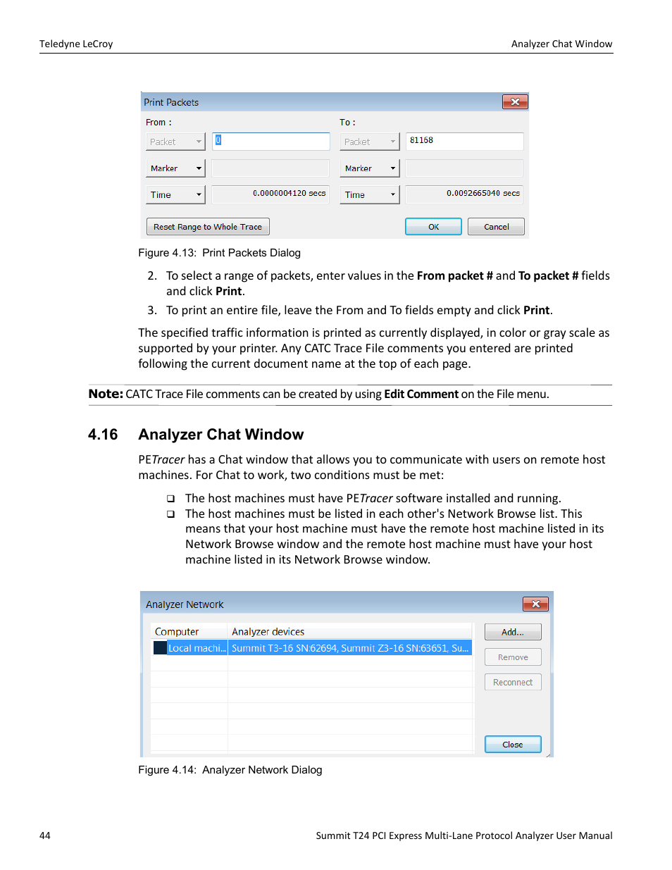 16 analyzer chat window | Teledyne LeCroy Summit T24 PCIe Multi-lane Protocol Analyzer User Manual User Manual | Page 56 / 244