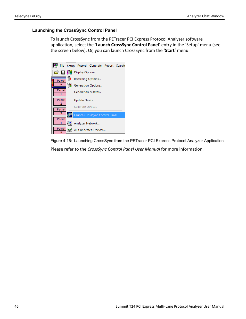 Launching the crosssync control panel | Teledyne LeCroy Summit T24 PCIe Multi-lane Protocol Analyzer User Manual User Manual | Page 58 / 244