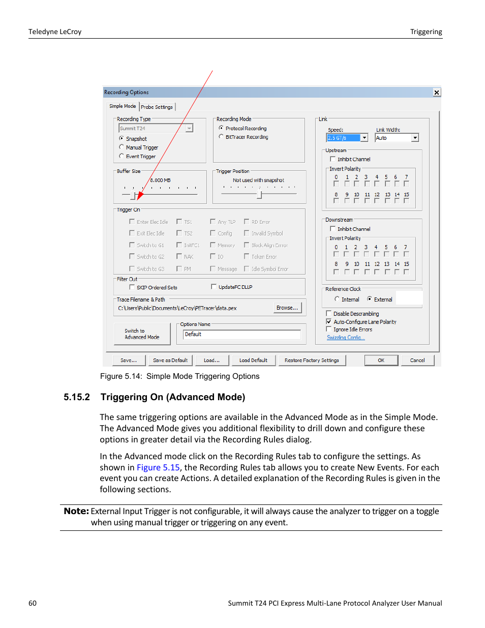 2 triggering on (advanced mode) | Teledyne LeCroy Summit T24 PCIe Multi-lane Protocol Analyzer User Manual User Manual | Page 72 / 244