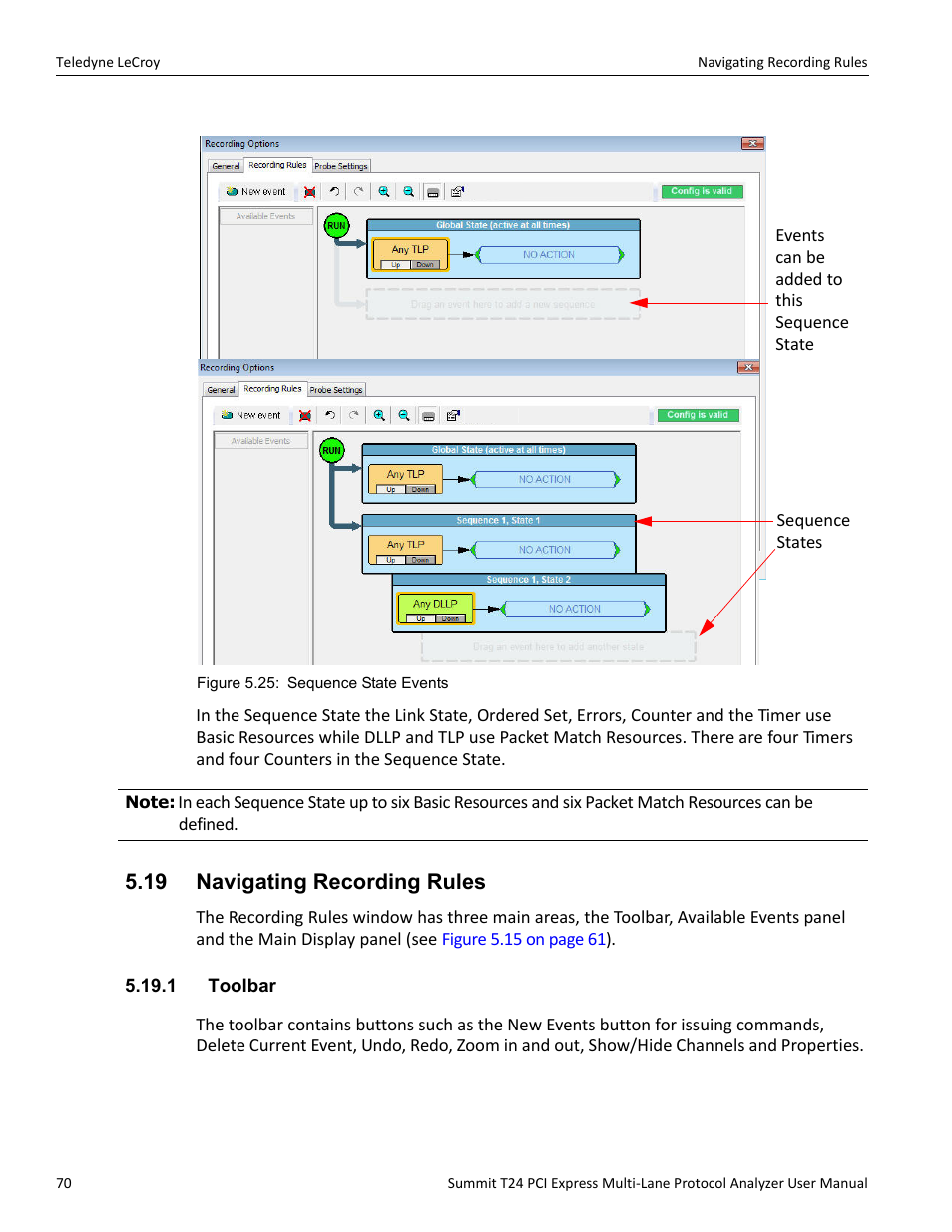 19 navigating recording rules, 1 toolbar | Teledyne LeCroy Summit T24 PCIe Multi-lane Protocol Analyzer User Manual User Manual | Page 82 / 244