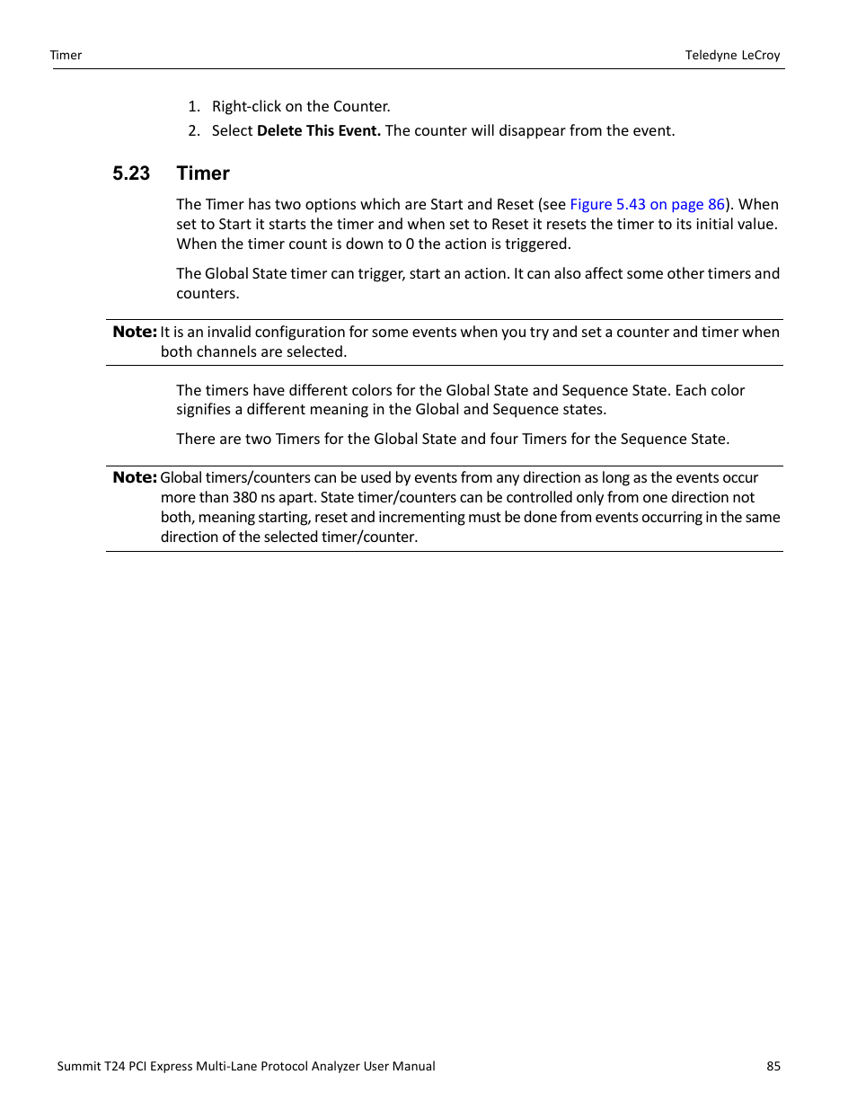 23 timer | Teledyne LeCroy Summit T24 PCIe Multi-lane Protocol Analyzer User Manual User Manual | Page 97 / 244