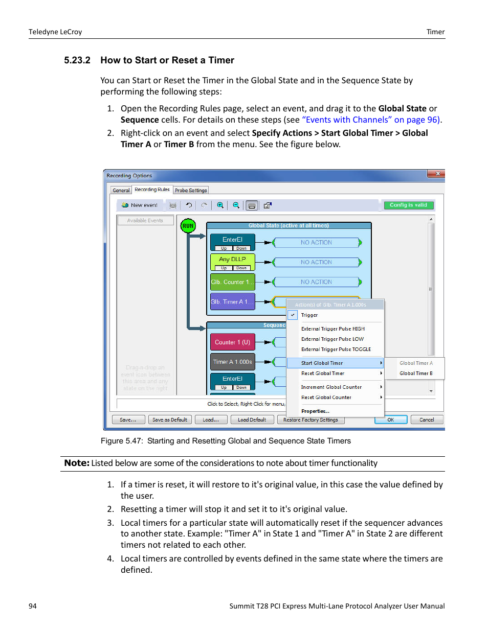 2 how to start or reset a timer | Teledyne LeCroy Summit T28 PCIe Multi-lane Protocol Analyzer User Manual User Manual | Page 106 / 256