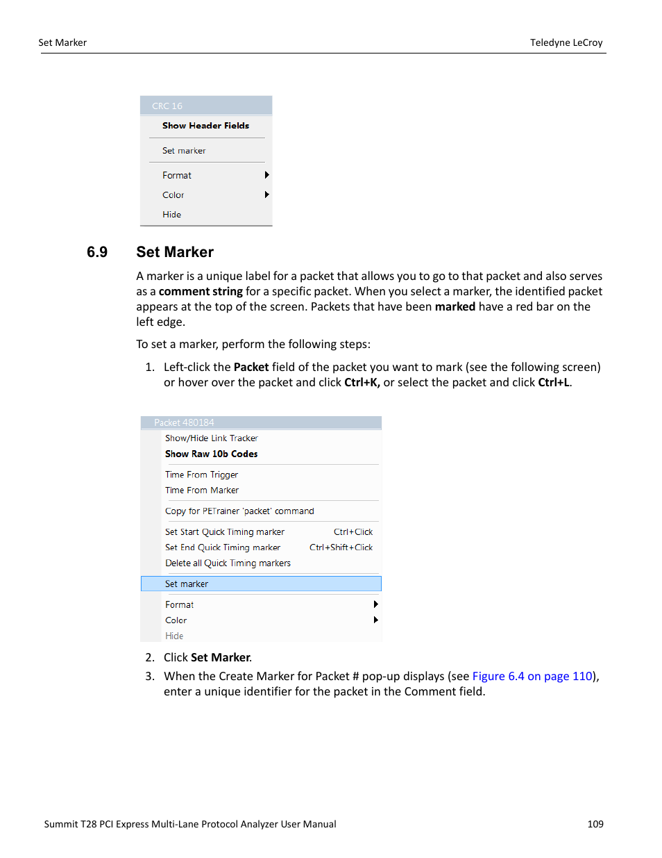 9 set marker | Teledyne LeCroy Summit T28 PCIe Multi-lane Protocol Analyzer User Manual User Manual | Page 121 / 256