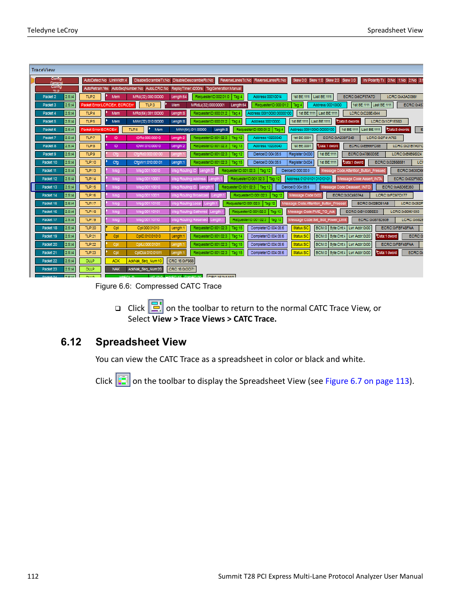 12 spreadsheet view | Teledyne LeCroy Summit T28 PCIe Multi-lane Protocol Analyzer User Manual User Manual | Page 124 / 256