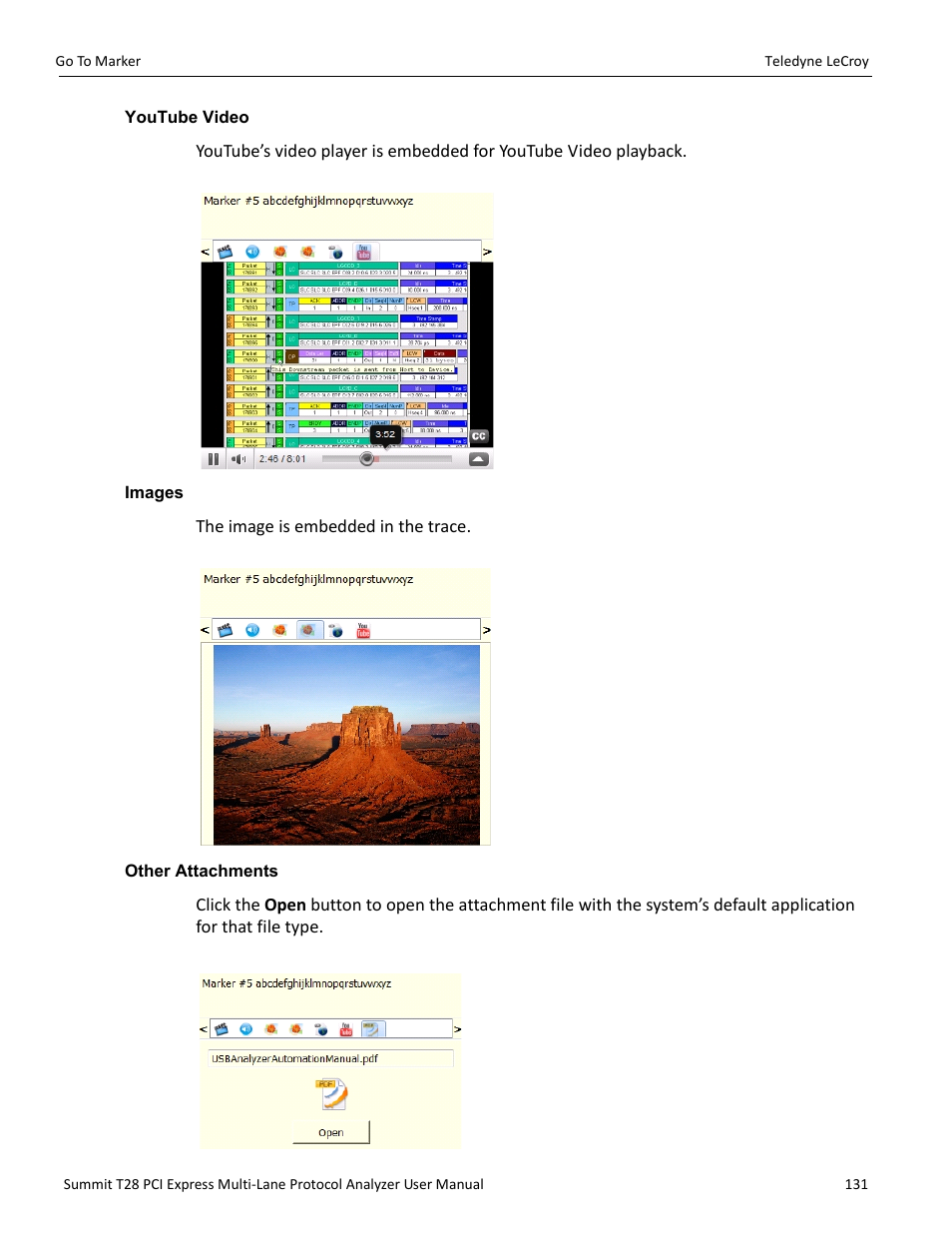 Youtube video, Images, Other attachments | Youtube video images other attachments | Teledyne LeCroy Summit T28 PCIe Multi-lane Protocol Analyzer User Manual User Manual | Page 143 / 256