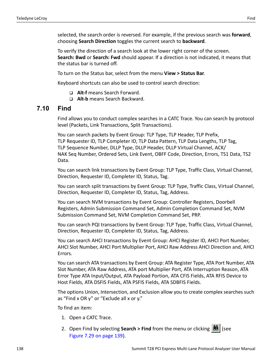 10 find | Teledyne LeCroy Summit T28 PCIe Multi-lane Protocol Analyzer User Manual User Manual | Page 150 / 256