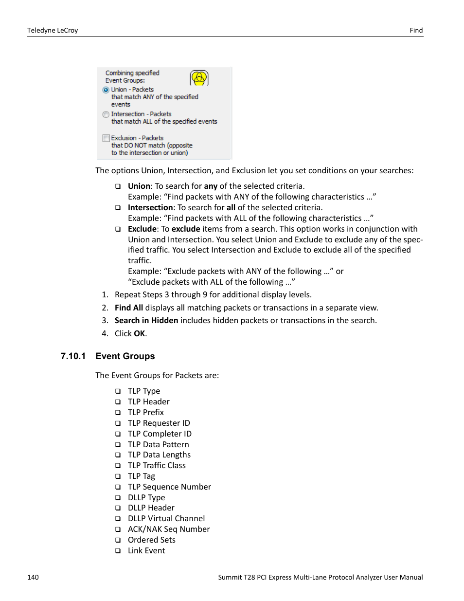 1 event groups | Teledyne LeCroy Summit T28 PCIe Multi-lane Protocol Analyzer User Manual User Manual | Page 152 / 256