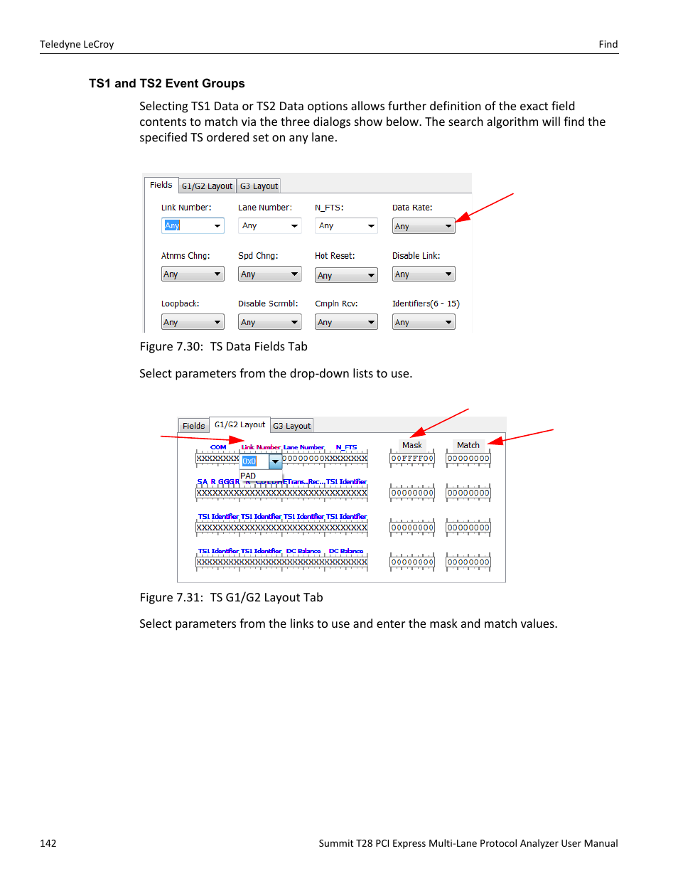 Ts1 and ts2 event groups | Teledyne LeCroy Summit T28 PCIe Multi-lane Protocol Analyzer User Manual User Manual | Page 154 / 256