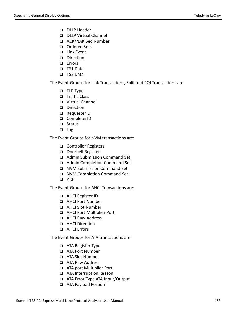 Teledyne LeCroy Summit T28 PCIe Multi-lane Protocol Analyzer User Manual User Manual | Page 165 / 256
