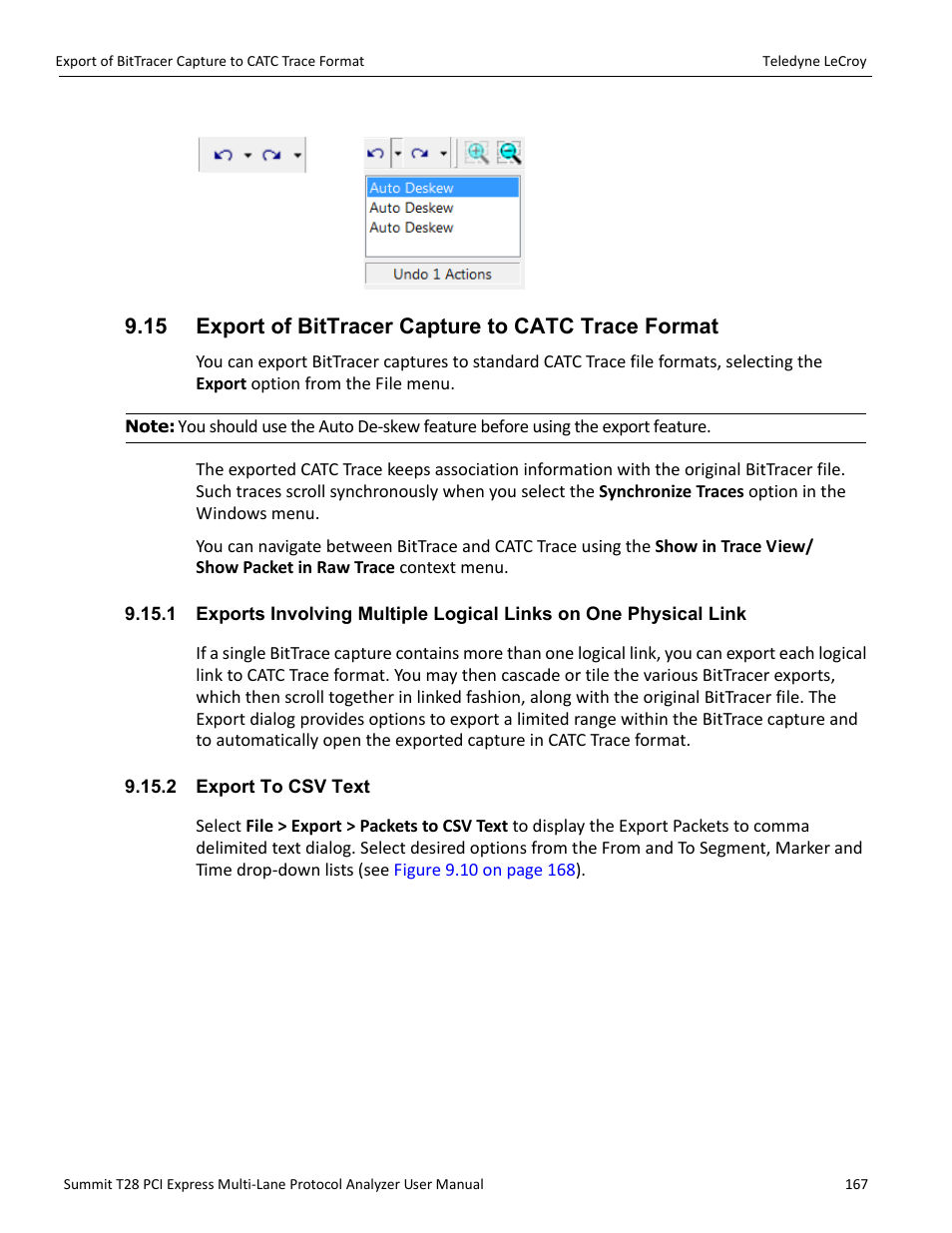 2 export to csv text | Teledyne LeCroy Summit T28 PCIe Multi-lane Protocol Analyzer User Manual User Manual | Page 179 / 256
