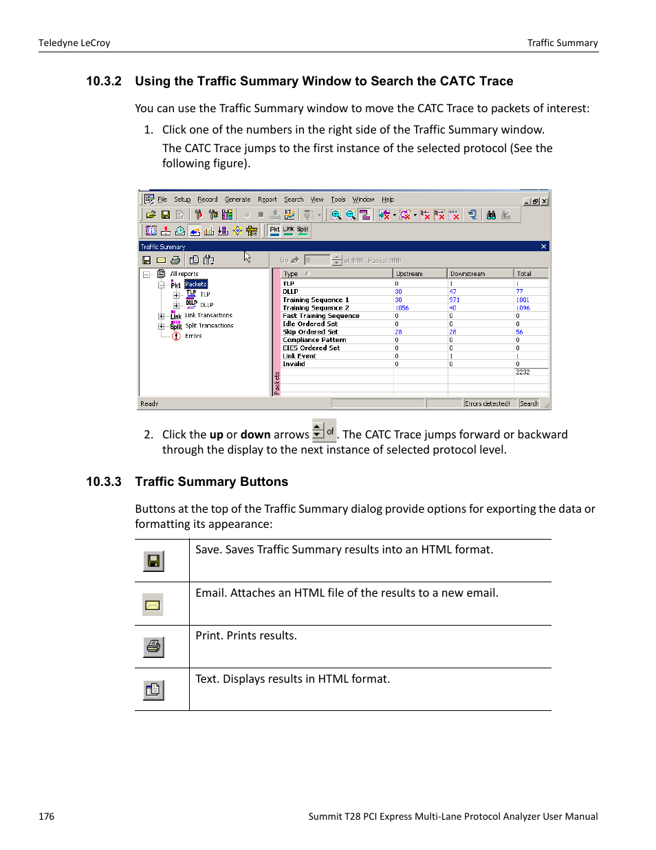 3 traffic summary buttons | Teledyne LeCroy Summit T28 PCIe Multi-lane Protocol Analyzer User Manual User Manual | Page 188 / 256