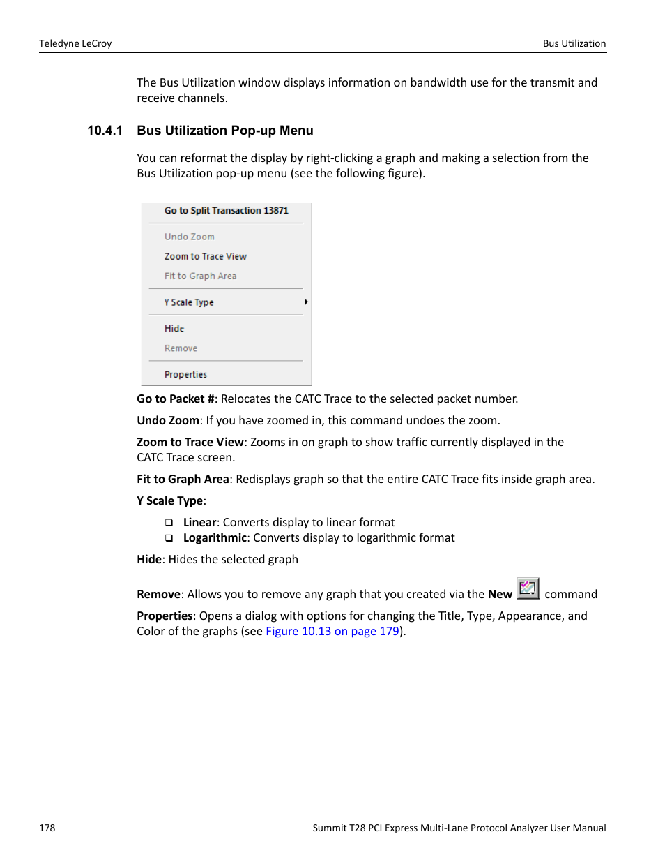 1 bus utilization pop-up menu | Teledyne LeCroy Summit T28 PCIe Multi-lane Protocol Analyzer User Manual User Manual | Page 190 / 256