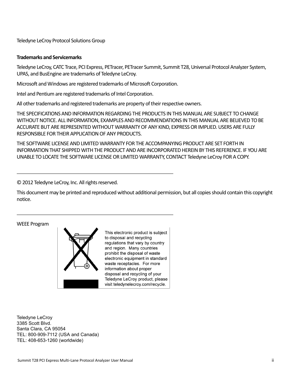 Teledyne LeCroy Summit T28 PCIe Multi-lane Protocol Analyzer User Manual User Manual | Page 2 / 256