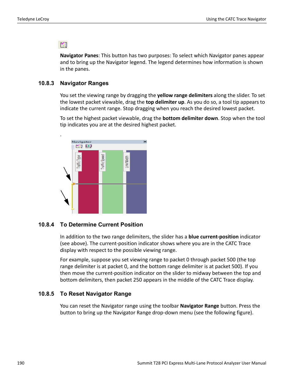 3 navigator ranges, 4 to determine current position, 5 to reset navigator range | Teledyne LeCroy Summit T28 PCIe Multi-lane Protocol Analyzer User Manual User Manual | Page 202 / 256
