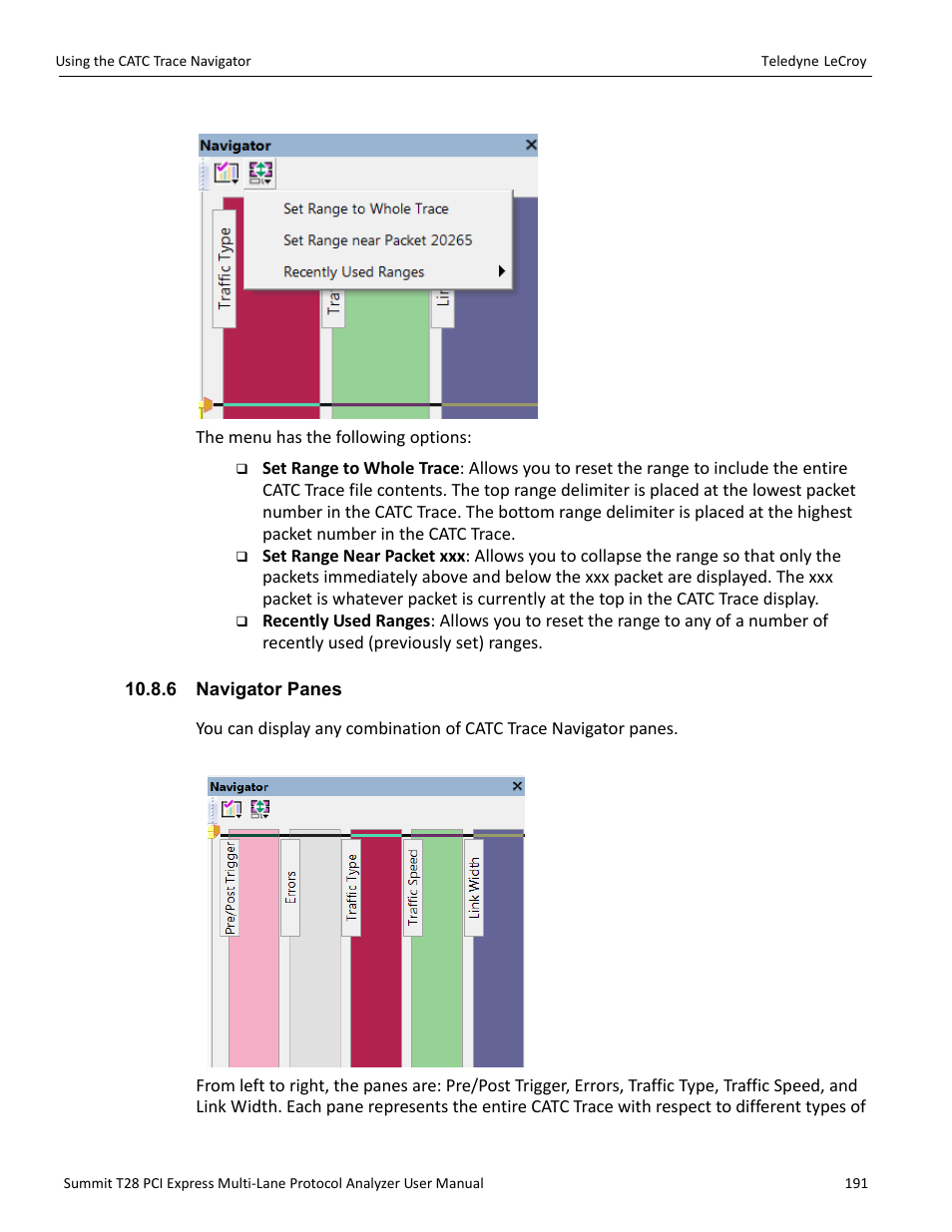 6 navigator panes | Teledyne LeCroy Summit T28 PCIe Multi-lane Protocol Analyzer User Manual User Manual | Page 203 / 256